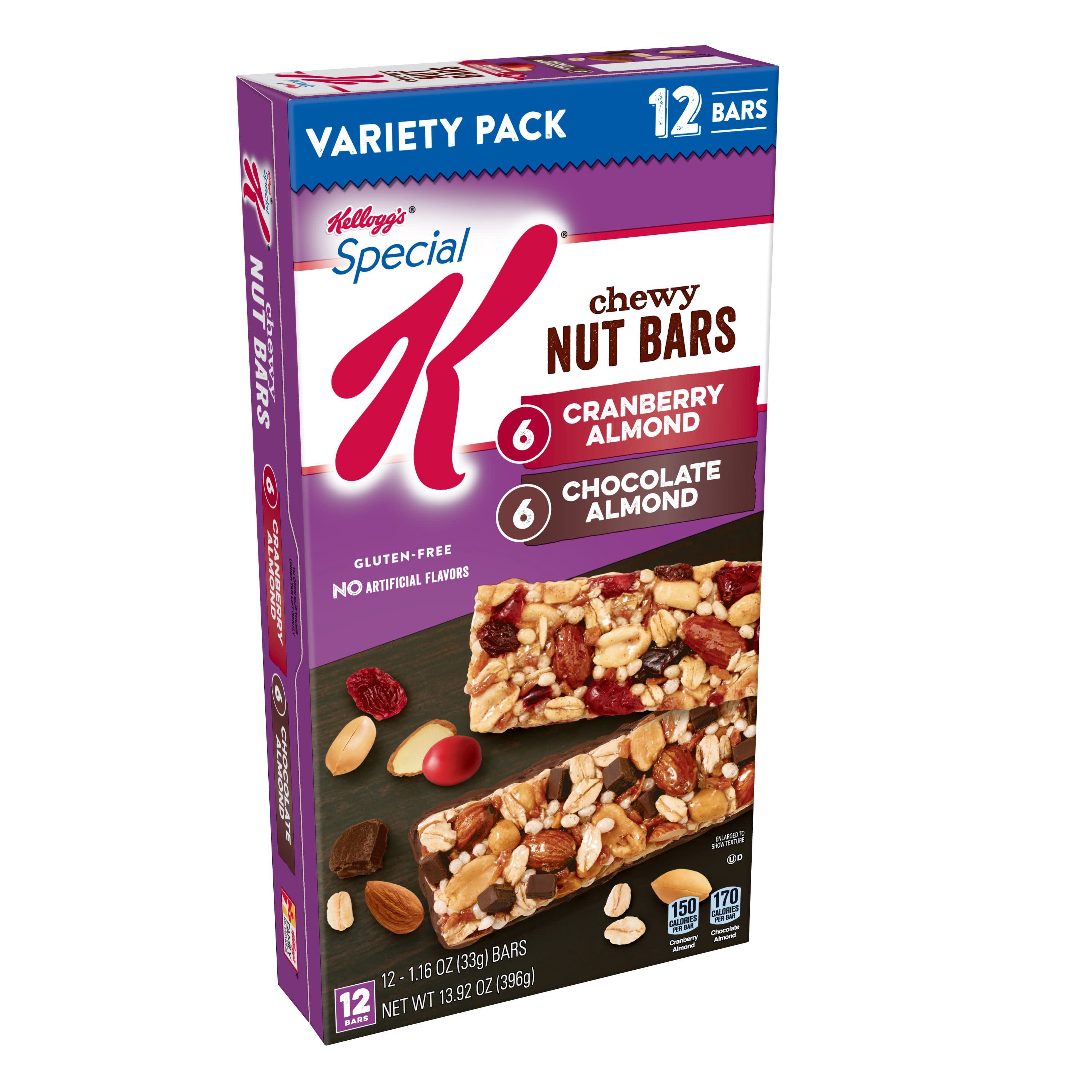 Kellogg's Special K Nourish Cranberry Almond/Chocolate Almond Variety Pack Chewy Nut Bars, 1.16