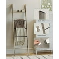 thumbnail image 5 of Blanket Ladder Shelf for Living Room, Decorative Quilt Rack with 4 Removable Hooks, 5-Tier Farmhouse Ladder Holder Organizer for Bedroom, Greige and Black BR02105B, 5 of 16
