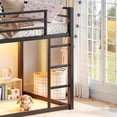 thumbnail image 5 of UHOMEPRO Twin over Twin Metal Bunk Bed with Storage Shelves and Drawers, LED Lights, Guardrails and Ladder, No Box Spring Needed for Boys Girls, Black, 5 of 6