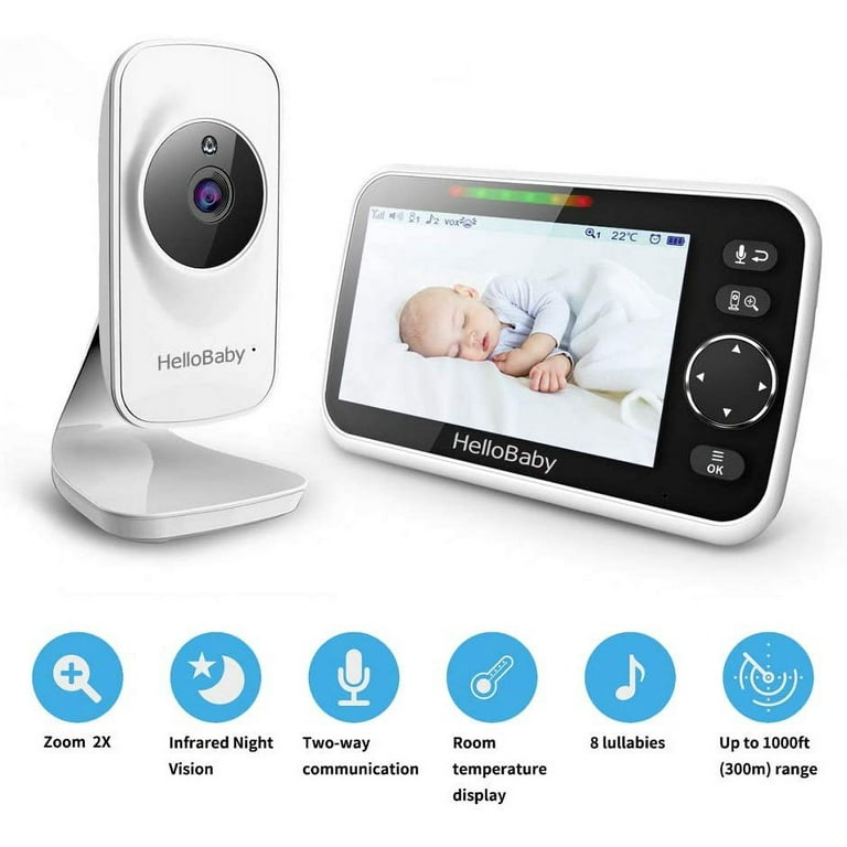 Video Baby Monitor with Camera and Audio, 5 Color LCD Screen