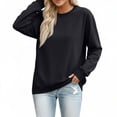 thumbnail image 4 of Trgacdwlo Oversized Crew Neck Sweatshirt Women Long Sleeve Pullover Solid Color Fall Winter Warm Fleece Sweatshirts for Women Black L, 4 of 7