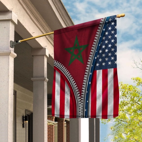 Zipper Flag American Show Moroccan Flag USA Morocco Patriotic Root House Flag, Double-Sided Decorative Outdoor Flag, Patriotic Polyester Yard Flag 29.5 x 39.5 in