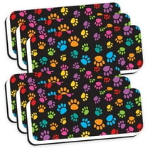 Ashley Productions Magnetic Whiteboard Eraser, Colorful Assorted Paw Pattern, 2" x 5", Pack of 6