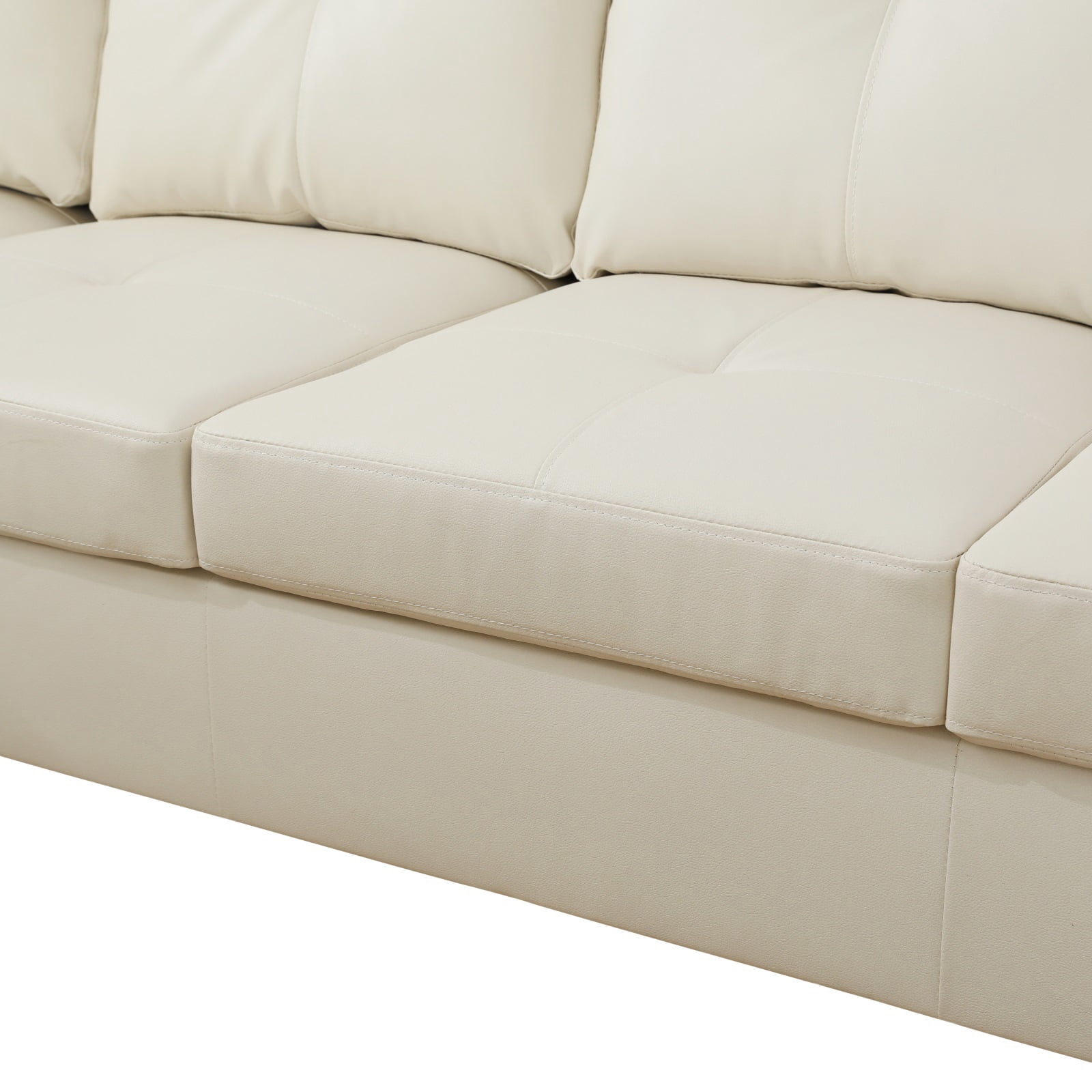 Hommoo Faux Leather Living Room Furniture Set, Sectional Sofa Set, Left Side, Brown