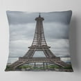 thumbnail image 2 of Designart Grayscale Paris Eiffel Tower - Cityscape Photography Throw Pillow - 16x16, 2 of 5