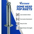thumbnail image 6 of Fastenere Pop Rivets - 1/8" x 1/2" (100 pcs) Heavy Duty, Open-End, Low Carbon Steel, Dome-Head Blind Rivets, Corrosion-Resistant & High Shear Strength, 4-8 Gap 0.376"-0.500", 6 of 7