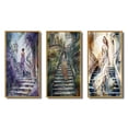 thumbnail image 2 of Designart "Stylish Girl Striking a Pose III" Woman Romantic Framed Wall Art Set Of 3 - Cream Woman Romantic Frame Canvas Set For Living Room Decor, 2 of 7