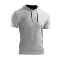 thumbnail image 2 of Timegard Workout Tops for Men Hoodies Short Sleeve Muscle Tee Fitting Drawstring Gym Tops Pullover, 2 of 6