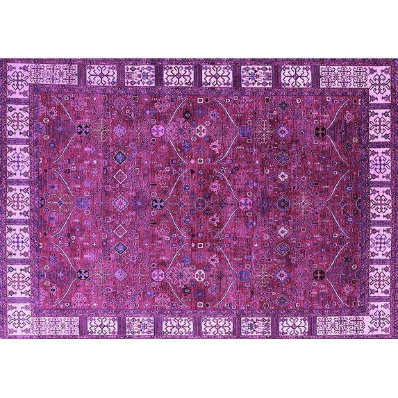 Ahgly Company Indoor Rectangle Oriental Purple Industrial Area Rugs, 2' x 5'