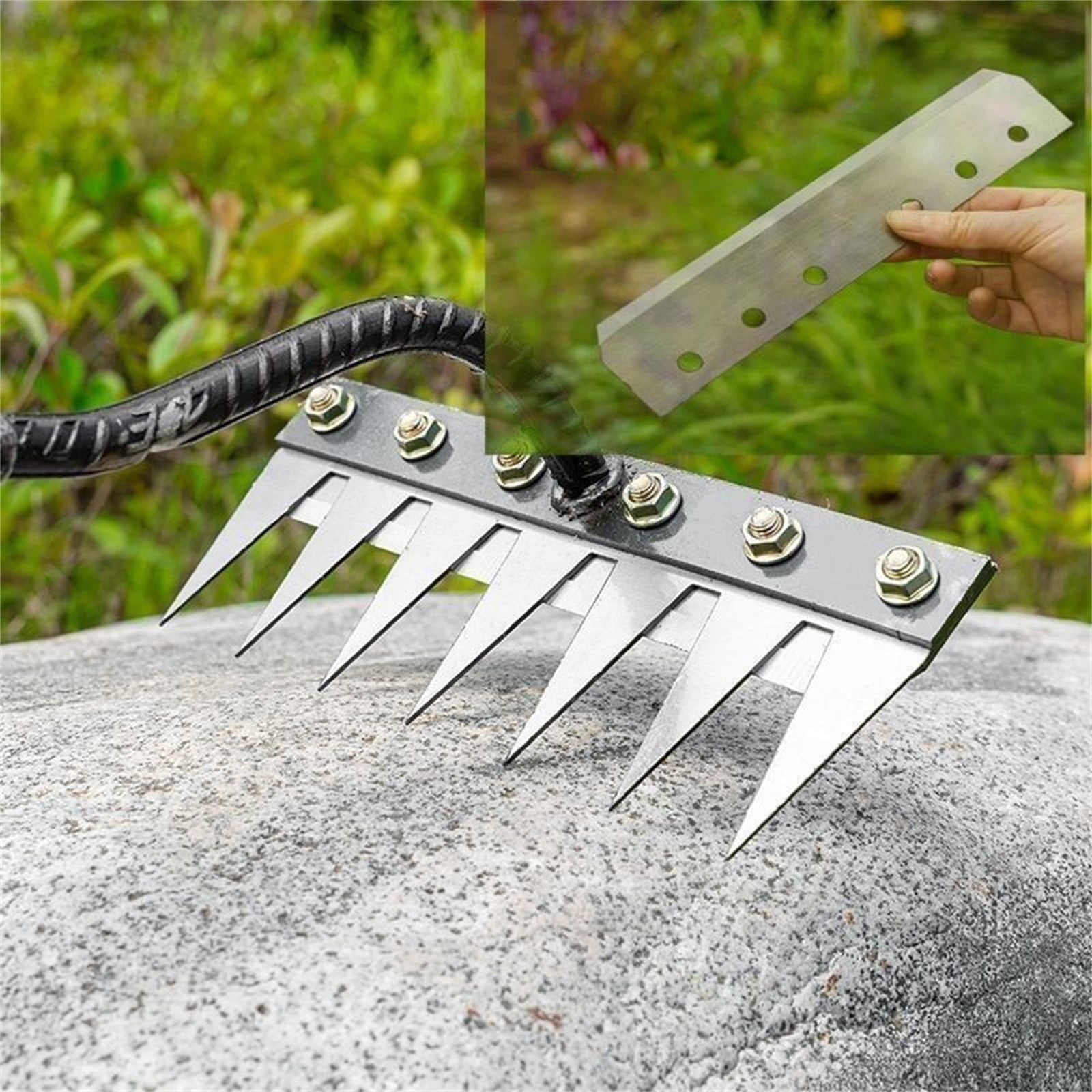 WMGHA Iron Rake - 2025 New Heavy-Duty Weed Rake for Gardening,Lawn Care & Dethatchin,5/6/7/8 Teeth Carbon Steel Detachable Weeding Tool Durable & Lightweight Yard Equipment(no wooden handle)