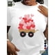 thumbnail image 1 of Camiseta de San Valentín para mujer: corte cómodo, algodón, cuello redondo informal con diseño geométrico de corazón. Para adultos, hombres, mujeres, adolescentes, jóvenes., 1 of 5