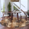 thumbnail image 3 of Brown Abstract Round Area Rug 6Ft Washable Circle Rugs for Bathroom Office, Vintage Geometric Gradient Oil Painting Modern Non-Slip Carpet Floor Mats Indoor Outdoor Carpet Runner Aesthetic Home Decor, 3 of 8