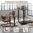 thumbnail image 4 of 48" Ergonomic Electric Standing Desk with 3 Memory Settings & Hanging Hooks, Adjustable Height Stand up Desk with T-Shaped Metal Bracket, Rustic Brown, 4 of 10