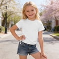 thumbnail image 2 of HUITKMM Girls Tops Short Sleeve Ribbed Tie Front Solid Crop Tee 2-13Y, 2 of 5