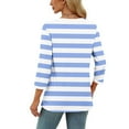 thumbnail image 3 of fatyb 3/4 Length Sleeve Tops for Women Striped Crew Neck Casual Tshirts Print Womens Loose Blouses Tee, 3 of 9
