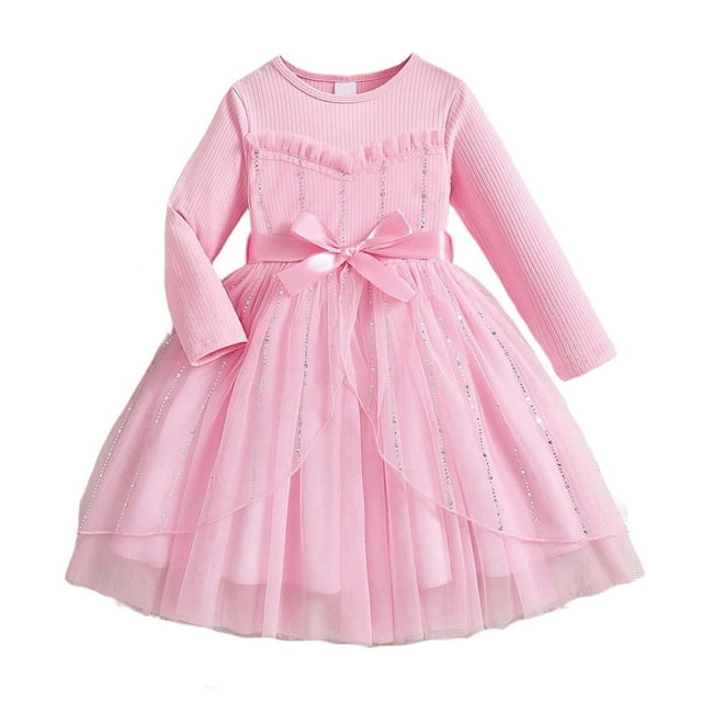 Nmnitkp Robe en Tulle pour Filles Tout-Petits Été Manches à Volants Robe Tutu Princesse Fête Décontractée à Étages 3-9 Ans