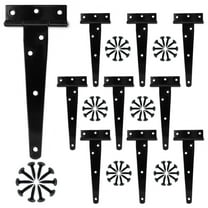 10 Pack 6 Inch T-Strap Shed Door Hinges, Heavy Duty Black Tee Hinges, Wrought Hardware for Barn Doors, Fences, and Cabinets