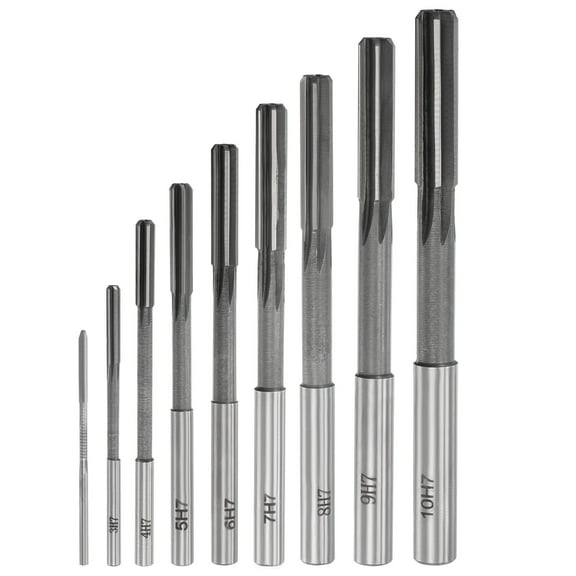 Chucking Reamer Set Lathe Machine Reamer Straight Flute Milling Cutter High Speed Steel H7 Tolerance (2mm-10mm) 9pcs