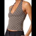 thumbnail image 2 of Tops Halter para Mujer, de Verano, con Escote en V Profundo, Sin Mangas, Color Negro, para Salir, Ropa Y2K Marrón S, 2 of 8