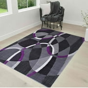 Handcraft Rugs - Purple/Gray/Silver/Black/Abstract Area Rug Modern Contemporary Oval and Circle Design Pattern