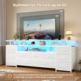 thumbnail image 4 of Afuhokles TV Stand for TVs up to 65 Inch TV, TV Console Table with LED Lights and Charging Station, 11 PU Drawers, White, 4 of 7