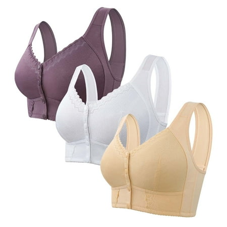 Weikingp Bras for Women  Bra for Senior Front Closure Breathable Bra for Seniors Wirefree Bras for Older Women Bralettes for Women Plus Size Lingerie Clearance Purple 40
