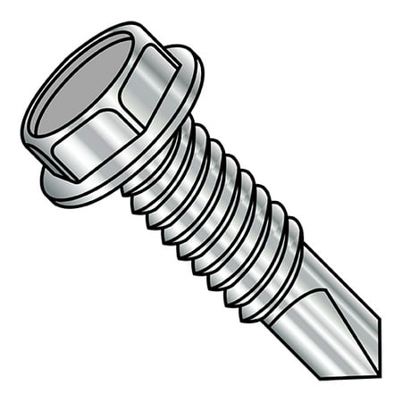 

12-24X1/2 Unslotted Hex washer Self Drilling Screw Full Thread 18-8 Stainless Steel (Pack Qty 1 000) BC-1208KWMS188