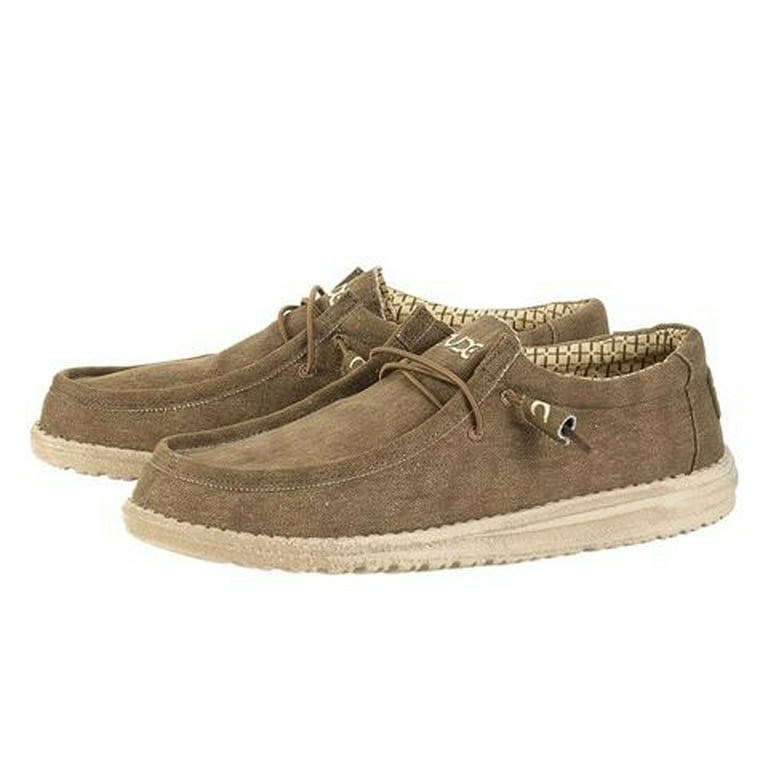 Hey Dude Men s Wally L Canvas Loafers Brown Cotton Canvas Textile