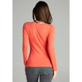 thumbnail image 4 of Emmalise Women's Casual Basic V-Neck Tshirt Long Sleeves Tee Top - Coral, S, 4 of 4
