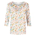 thumbnail image 5 of Mikilon Women's Clothing Women's Fashion Casual Crewneck 3/4 Sleeve T-Shirts Floral Print Basic Tops Tees Blouses, 5 of 5