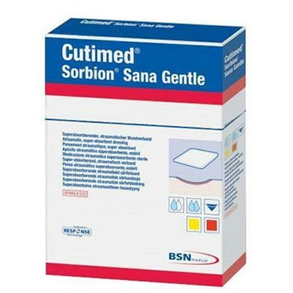 BSN Medical Cutimed Sorbion Sana Gentle Wound Dressing, 22 cm x 22 cm (9 in x 9 in), Box of 10