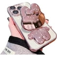 thumbnail image 1 of Funda para iPhone 11 con adorable conejito y soporte oculto, de TPU suave, transparente, a prueba de golpes, con espejo 3D y protección para cámara, para mujeres y niñas (rosa), 1 of 8