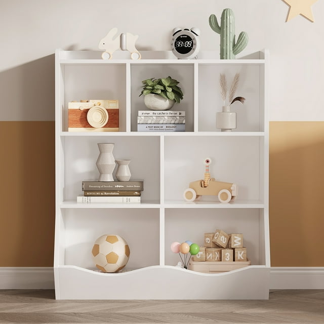 Gabinete de almacenamiento de juguetes, estantería y estantería para niños de tres niveles para almacenamiento de libros y juguetes