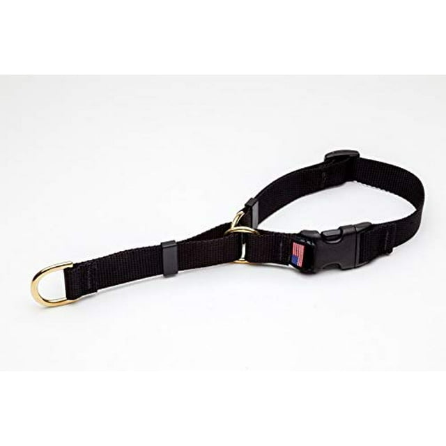 Collier pour Chien Martingale de Luxe, Ajustable, en Laiton Lourd et Souple, Quincaillerie (Moyen de 15 à 20 Pouces, Noir)