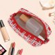 thumbnail image 5 of Patrones de tejido navideño únicos 1Pc Bolsa de maquillaje con cordón para vacaciones Rojo Blanco Lana, 5 of 6
