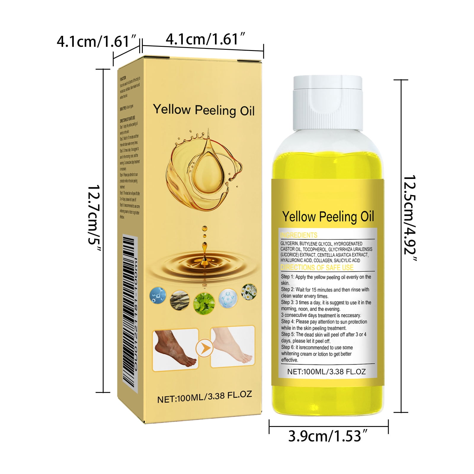 Alvantor Yellow Peeling Oil for Skin Brightening and Moisturizing, 3.38 fl oz