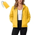 thumbnail image 2 of YABCSAZ Women's Packable Water-Repellent Windbreaker Lightweight Long Sleeve Hooded Full-Zip Jacket with Pockets for Outdoor Travel Hiking Everyday Wear Yellow, Gifts for Women, 2 of 8
