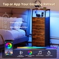 thumbnail image 4 of Eunos Tall Nightstand with Charging Station and LED for Bedroom, 5 Drawer with Storage Shelfs, Wood Grain Print, 4 of 8