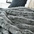 thumbnail image 3 of ZXNYH Grey Faux Fur Throw Blanket for Couch,Sofa,Bed, Super Soft, Cozy, Fuzzy, Fluffy, Elegant, Decorative Couch Blanket Reversible to Plush Velvet, 50"x60", 3 of 7