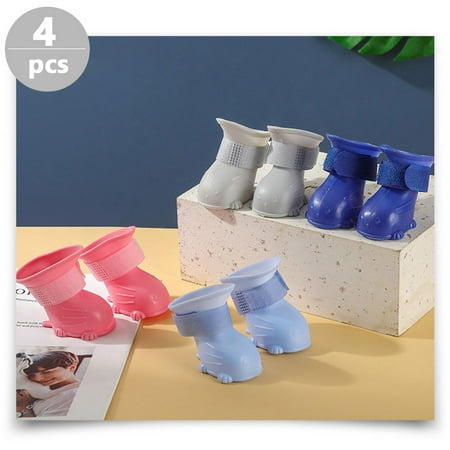 HOMEMAXS 4 Pcs Shoes Waterproof Rain Boots Waterproof Dog Boots 9X7X4CM Blue