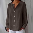 thumbnail image 2 of Holzkary Linen Tops for Women Summer V Neck Long Sleeve Womens Tops with Button Down Casual Loose Blouses Womens Fall 2025 Button V Neck Blouse Long Sleeve Blouses Loose Fit Shirt Tops Bronze S, 2 of 6