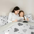 thumbnail image 4 of Feelyou Chic Love Heart Bedding Comforter Set 7pcs for Kid, Abstract Grey Queen Bedding Sets, Modern Fashion Cartoon Reversible Queen Sheet Sets, Breathable Home Decor, 4 of 7