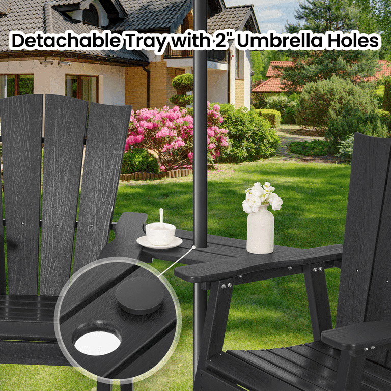 Naipo Tall Adirondack Chairs, Set of 2, With Removable Tray photo 4