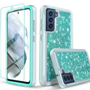 Samsung Galaxy S22 5G Case, Circlemalls 12 Feet Drop Proof Phone Cover With Glitter Spot Diamond-Teal