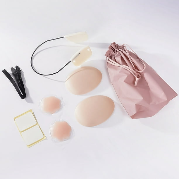 Jinsinto Push up Frontless Bra Kit Wire,Deep Plunge Bra Kit Silicone Cover  for Sweetheart Necklines Beige