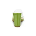 thumbnail image 2 of BLISSFUL STEP Women's Clear Point Toe High Block Heel Mules Slides Sandals Light Green 8, 2 of 7