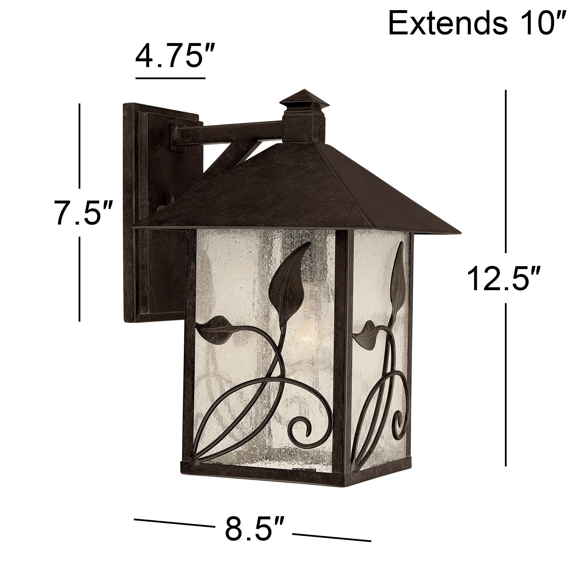 Franklin Iron Works French Garden Rustic Farmhouse Outdoor Wall Light Fixtures Set of 2 Bronze Metal 12 1/2" Clear Seedy Glass for Post Exterior