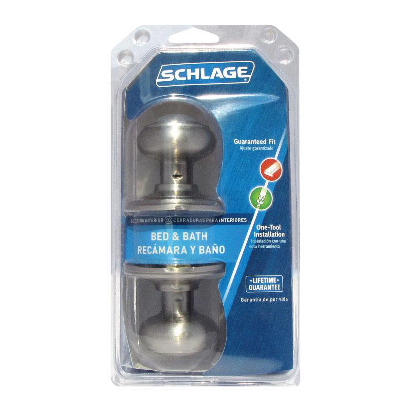 Schlage F40VGEO619 Door Knob Lock, Pack of 1, Satin Nickel