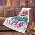 thumbnail image 6 of Sorry I Have Mahjong Plans Pink Teal Purple, Cozy Friendship Quote Scene, Warm Flannel Blanket for Living Room and Reading Nook, Art Lovers Friendship Gift, Artistic Home Decor, 6 of 9