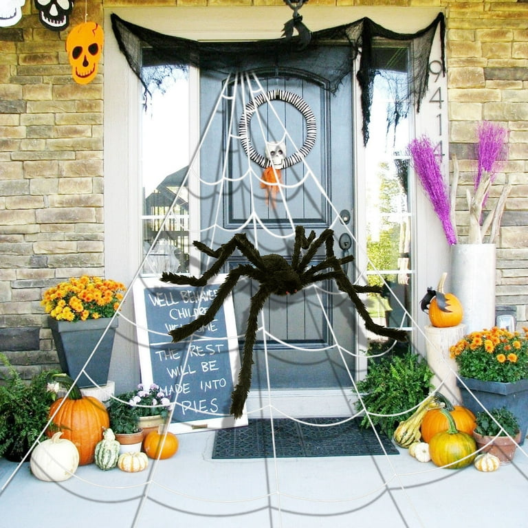 Dezsed Halloween Spiderweb With Spider Clearance Halloween Decorations Outdoor Decoration Cobwebs And Spider Halloween Home Decor Balck Walmart